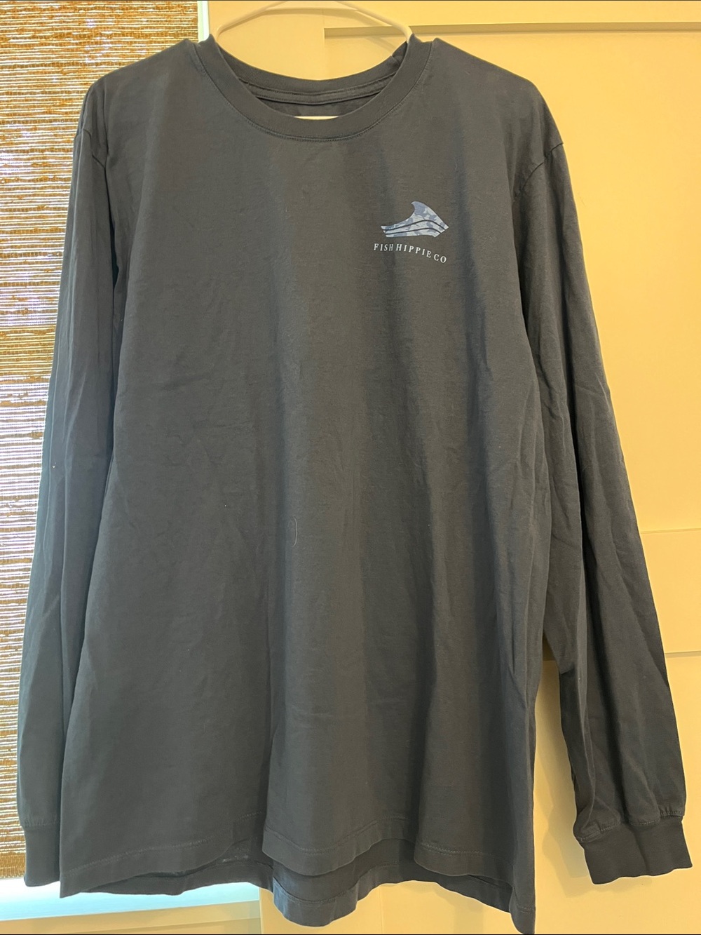 Men's Long Sleeve Fish Hippie T-Shirt - Navy